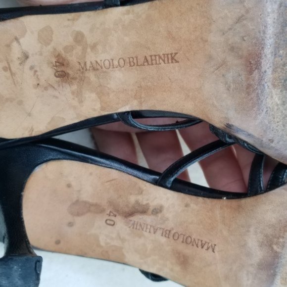 Manolo Blahnik Black Strappy Heels - Picture 6 of 10